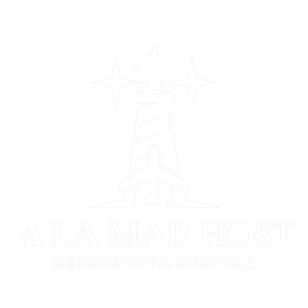 Logo A la mar host en tono blanco